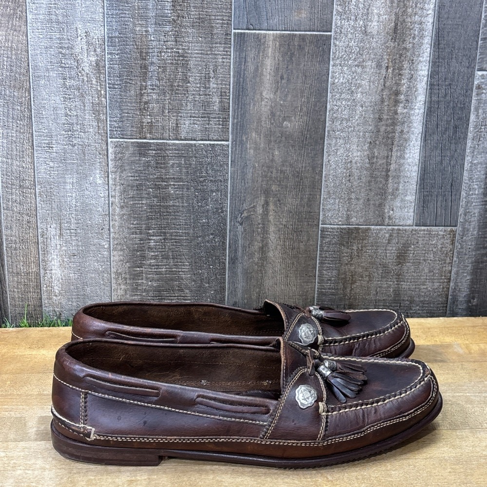 Cole Haan Men's Size 13M Brown Leather Tassel Loafers Concho Moc Toe